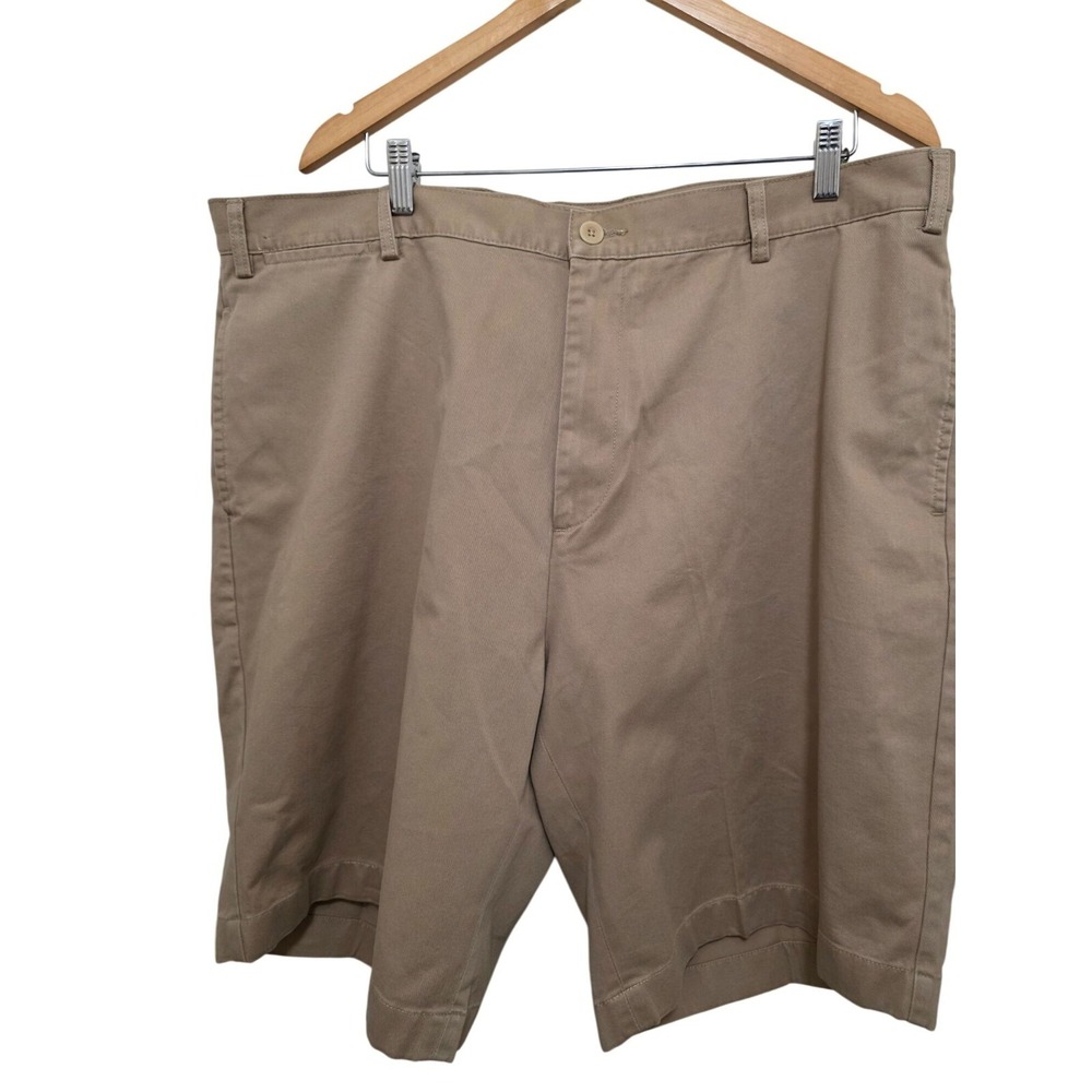 Nautica Plus Size Men's Khaki Flat Front Casual Shorts Size 42 Cotton Blend